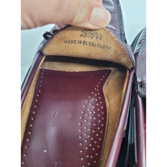 L.L. Bean Mens Tassel Loafers 11D Burgundy Leather Slip-On Shoes Preppy classic - Picture 2 of 7
